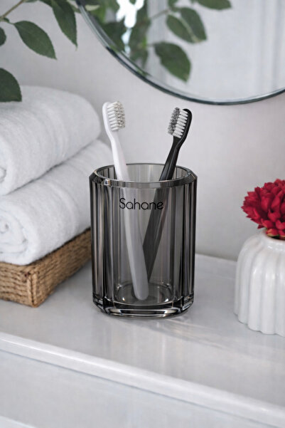 Şahane Pazar Akrilik Şeffaf Siyah Banyo Füme Diş Fırçalığı SHN-1182