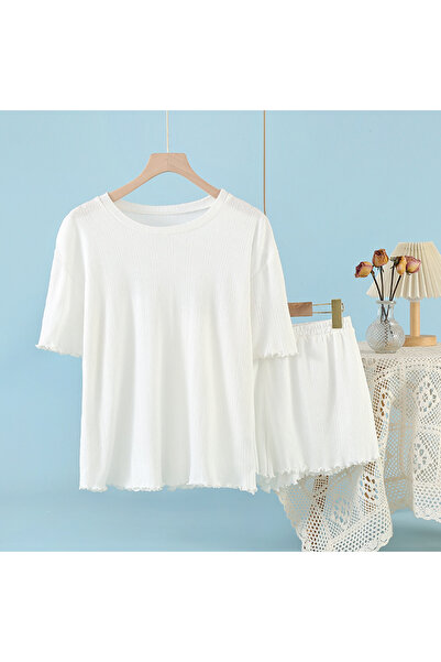 delis Women's "Sleepy Hearts" two-piece pajamas, PJ024, White