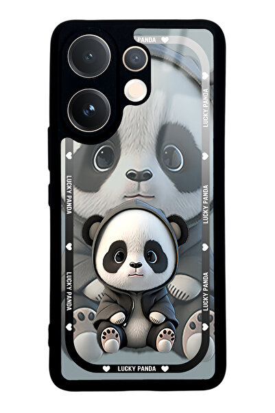 Spoyi Vivo V60 White lucky panda Tasarımlı Glossy Telefon Kılıfı