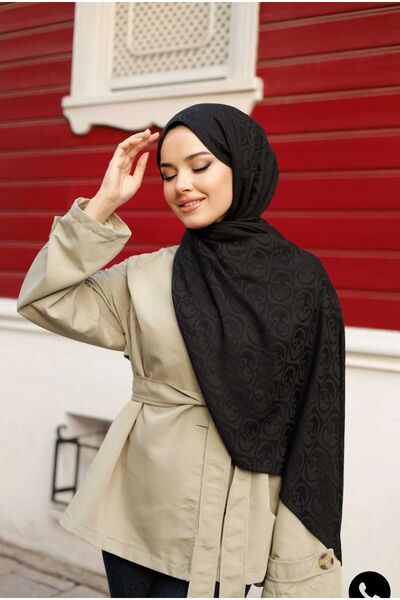 QASSA SHAL Organic Dubai g Pattern Black Shawl