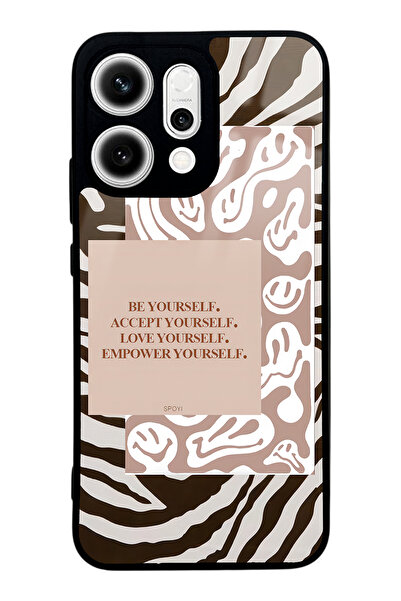 Spoyi غطاء هاتف أوبو رينو 14 بتصميم زيبرا لامع مع رموز تعبيرية