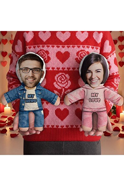 Bk Gift Kişiye Özel Sevgili Çift 2’li Bebek Yastık -3, Sevgiliye Hediye, Sevg...