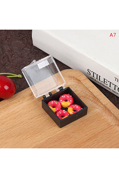 Choice NewA7 1Box Dollhouse Miniature Doughnuts Cake Dessert Model Miniature ...
