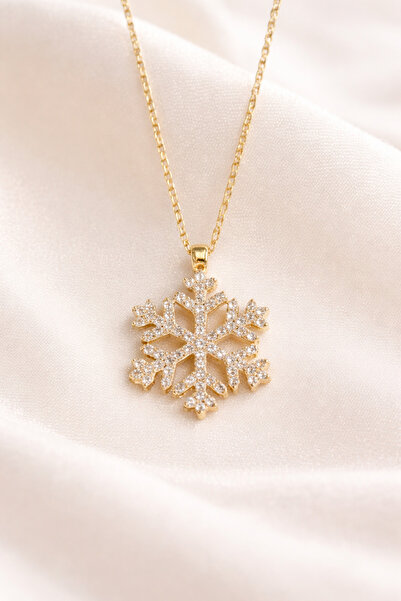Home Stainless Steel Snowflake Pendant |   Gold Color |   Zircon Stone, Tarni...