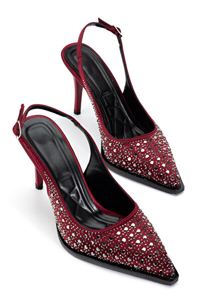 ELEVAM Women's Stone Detailed Fabric Evening Dress Stiletto Heeled Shoes