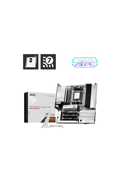 MSI PRO B850M-A WIFI PZ DDR5 AMD B850 AM5 Soket DDR5 8200MHz+(Overclock)MHz m...