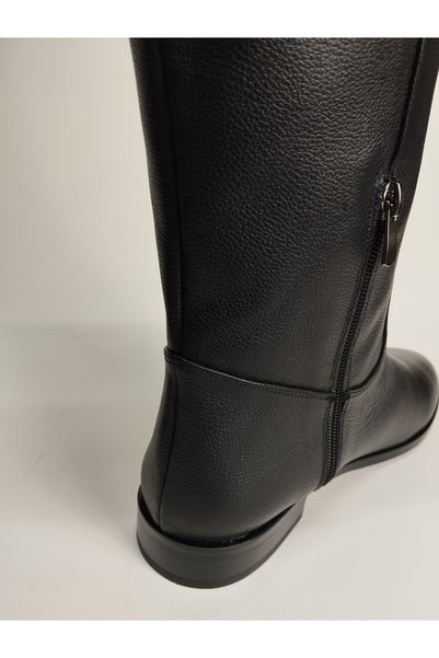 Lucciola Women's Genuine Leather Half-Zip Black Leather Boots