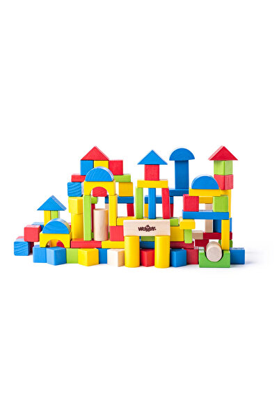 Woodyland Building and sorting game with 100 colorful wooden pieces