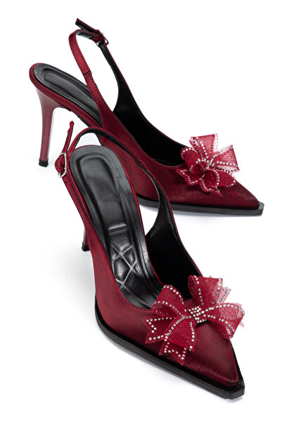 ELEVAM Pointed Toe Women's Heeled Shoes with Stoned Bow