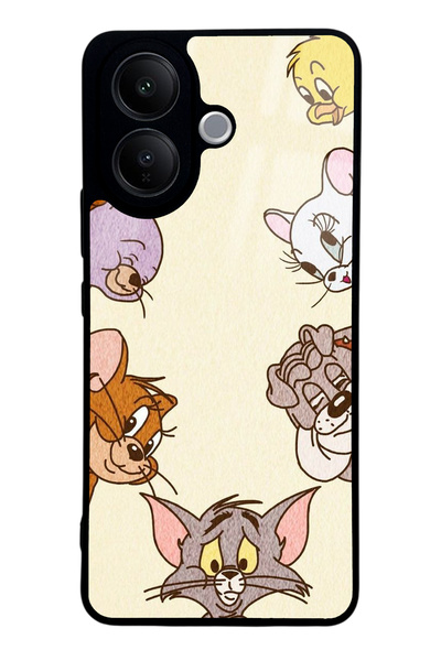 Spoyi Vivo V60 Lite Tom and Jerry Tasarımlı Glossy Telefon Kılıfı
