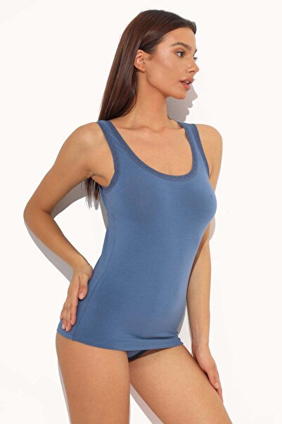 Piera Denim cotton tank top CECILIA C0186