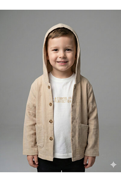 Ruki Çocuk Erkek Çocuk Müslin Kapüşonlu Gömlek ve Tişört 2'li Takım