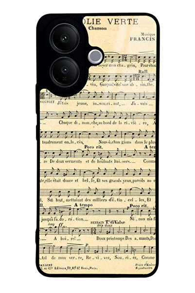 Spoyi Vivo V60 Lite Müzik Notaları Tasarımlı Glossy Telefon Kılıfı