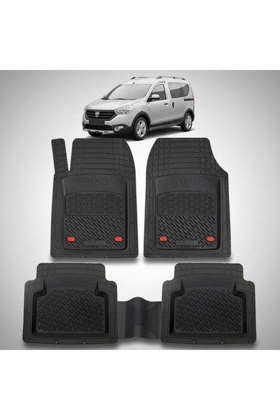 TEAMCAR Πατάκια δαπέδου τύπου δίσκου συμβατά με Dacia Dokker Stepway, Μαύρα