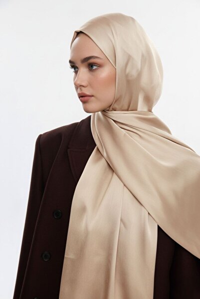 Mizalle Özel Saten Dokulu Bej Rengi Şal