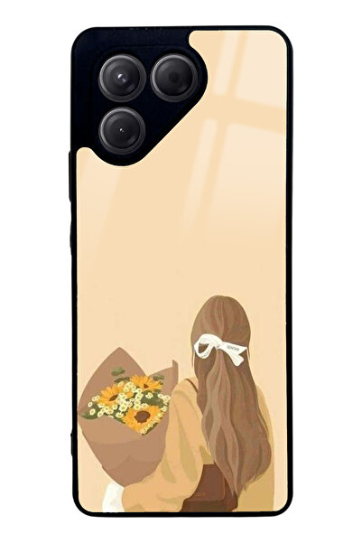 Spoyi حافظة هاتف تكنو بوفا 7 لامعة بتصميم فتاة الزهور