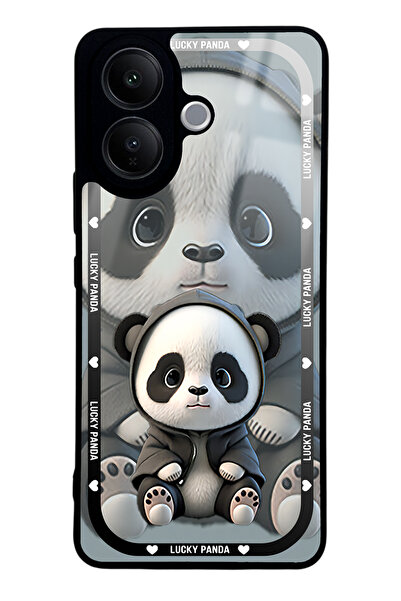 Spoyi Vivo V60 Lite White lucky panda Tasarımlı Glossy Telefon Kılıfı