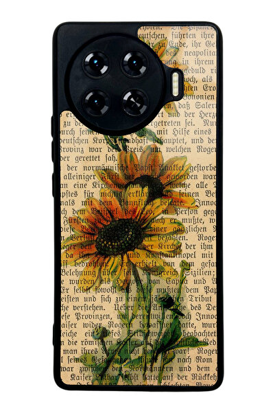 Spoyi Tecno Spark 20 Pro Plus Ayçiçeği Tasarımlı Glossy Telefon Kılıfı