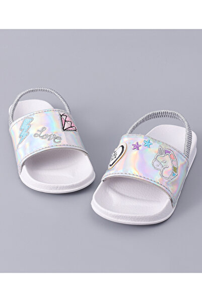 SAPS Unicorn Embroidered Party Sandals - Silver
