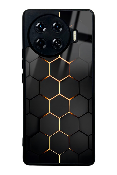 Spoyi غطاء هاتف تكنو سبارك 20 برو بلس بتصميم كاربون أصفر لامع