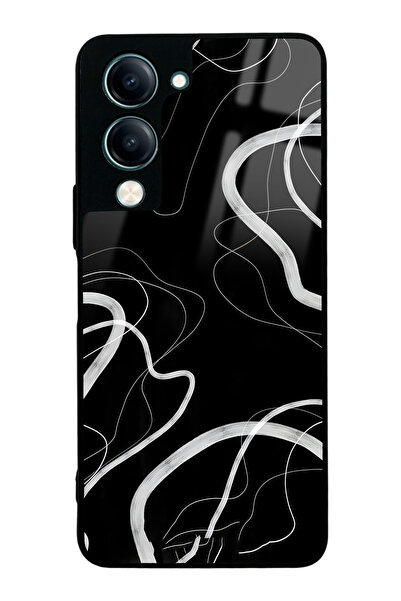 Spoyi Vivo Y04 Black Wave Tasarımlı Glossy Telefon Kılıfı