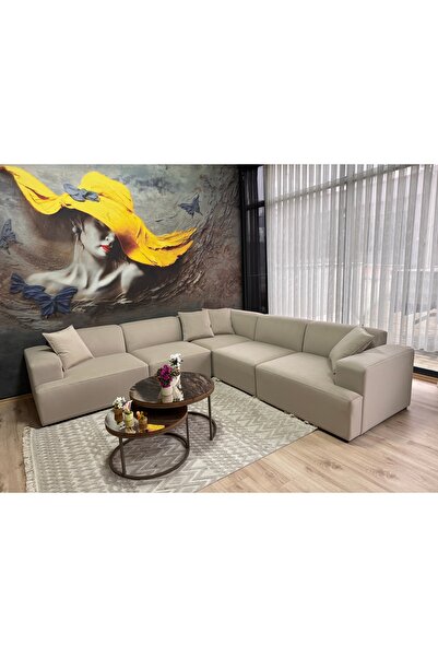 Erduran Mobilya Monza 5 modül modüler, zero 03 leke tutmaz kumaş köşe koltuk ...