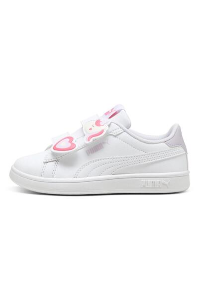 Puma Smash 3.0 Heart and Unicorn Badges Shoes - White/Magic Rose