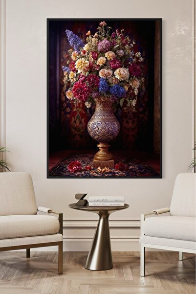 ARTAN GALLERY İtalyan Kadife Çiçek Desenli Duvar Tablosu | Yağlı Boya Görünüm...