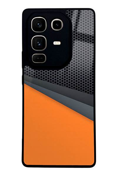 Spoyi İnfinix Note 50 Pro Turuncu Çapraz Tasarımlı Glossy Telefon Kılıfı