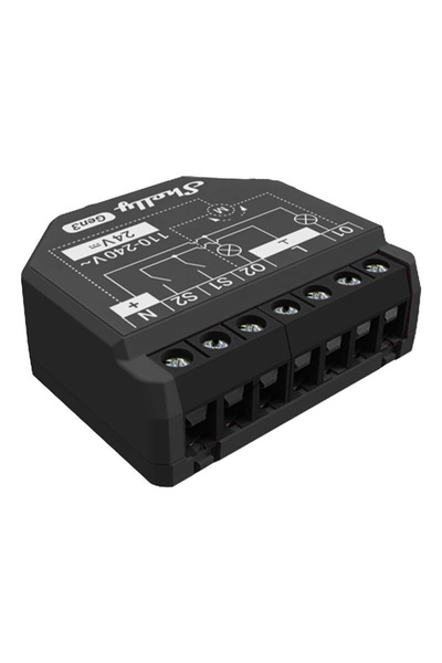 Shelly 2PM Gen3 Smart Switch, Dual Channel, Bluetooth 4.2, WiFi, Black