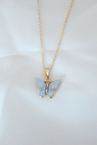 callerrons accessories Gold Color Plated Ice Blue Color Pearlescent Butterfly...