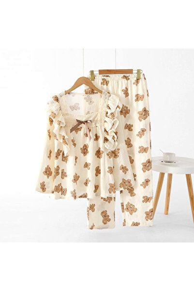 delis Women's two-piece "Teddy Dreams" pajamas, PJ022, Beige