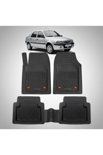 TEAMCAR Πατάκια Μοκέτας Τύπου Δίσκου Συμβατά με Dacia Solenza, Μαύρα