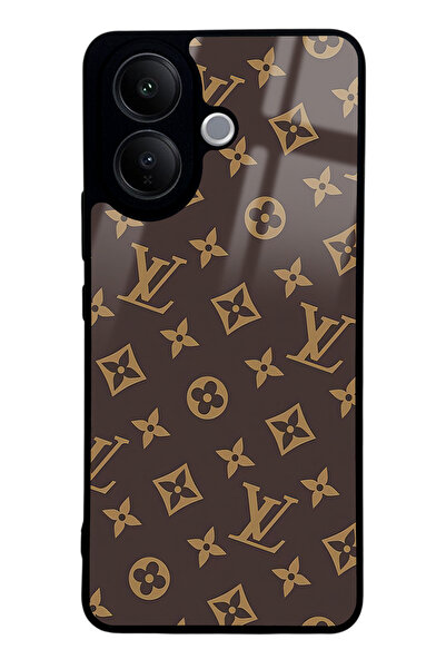 Spoyi Vivo V60 Lite Kahverengi LV Tasarımlı Glossy Telefon Kılıfı