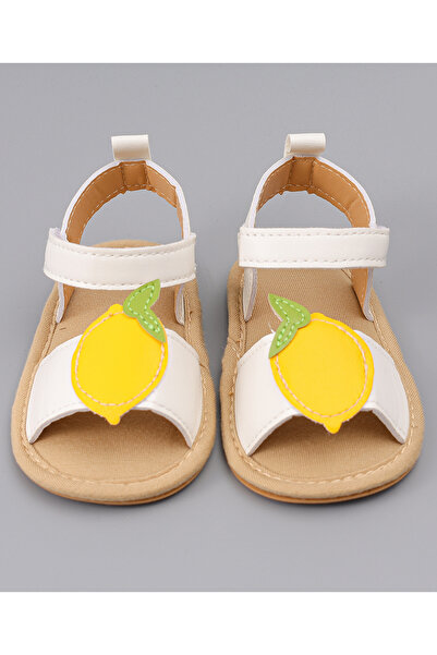 SAPS جوارب قصيرة مزينة بلمسة ليمونية وإغلاق فيلكرو - أبيض