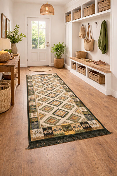 OEMN Covor stil rustic, reversibil, dimensiunea 80x200 cm, multicolor, V200