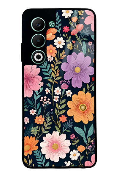 Spoyi Oppo A5 5G Çiçekler Tasarımlı Glossy Telefon Kılıfı