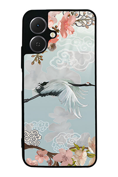 Spoyi Tecno Spark Go 2 Suluboya Leylek Tasarımlı Glossy Telefon Kılıfı