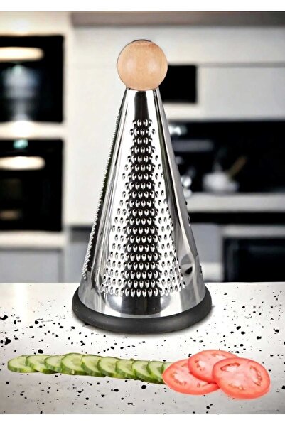 elfnur Stainless Steel Funnel with Wooden Handle Grater 22 cm