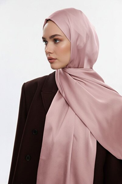 Mizalle Özel Saten Dokulu Pudra Pembe Şal