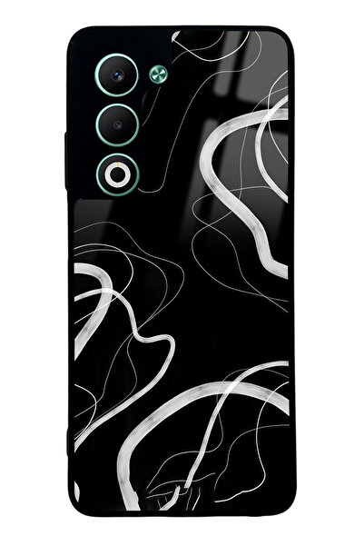 Spoyi Oppo A5 5G Black Wave Tasarımlı Glossy Telefon Kılıfı