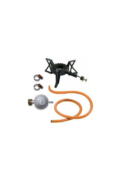 Perfect Home Set arzător pe gaz din fontă cu 3 picioare și regulator