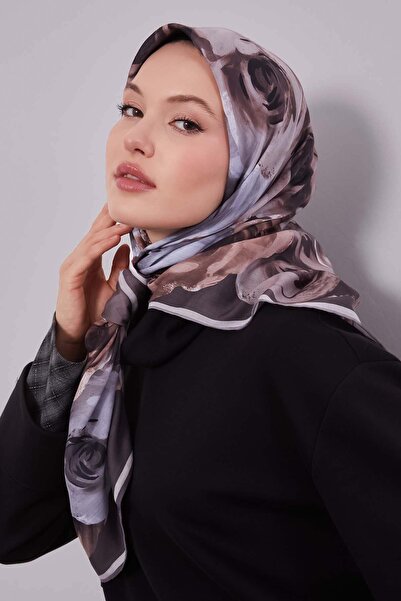 Levidor Silver Flower Pattern Slik Coton Scarf