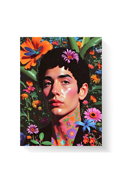 Printees Tablou - Portret suprarealist de bărbat cu flori - Canvas pe șasiu