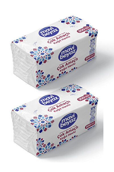 Mavi beyaz Çok Amaçlı Kağıt Havlu 400 Yaprak – UV Teknolojisiyle Sterilize, %...
