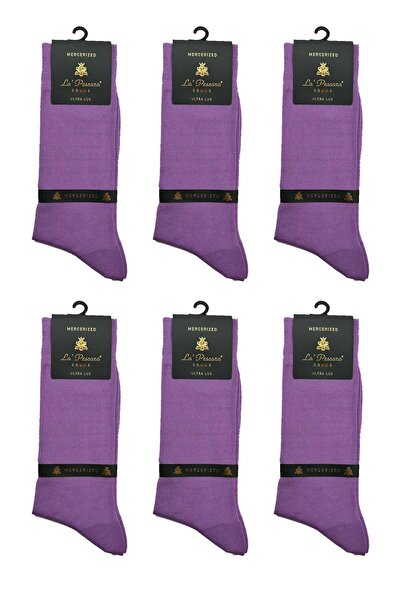 La Pescara La'Pescara Ultra Luxury 6-Piece Plain Purple Mercerized Men's Sock...