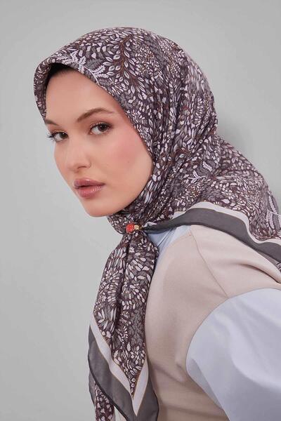 Levidor Green Mini Leaf Pattern Silk Coton Scarf