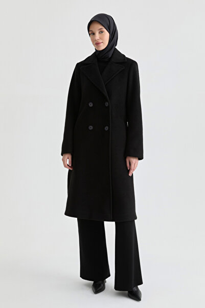 Tuğba Kuşak Detaylı Kaban - Siyah