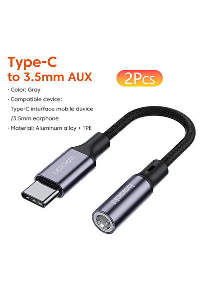 Toocki عبوة من قطعتين من كابلات سماعات الأذن من نوع Toki Type C إلى مقبس سماع...