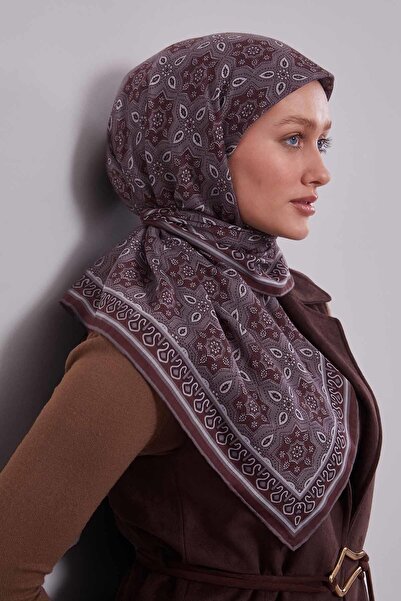 Levidor Coffee motif pattern silk cotton scarf